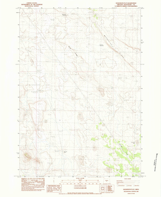 Classic USGS Dickerson Flat Oregon 7.5'x7.5' Topo Map Image