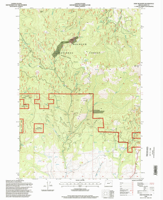 Classic USGS Dixie Meadows Oregon 7.5'x7.5' Topo Map Image