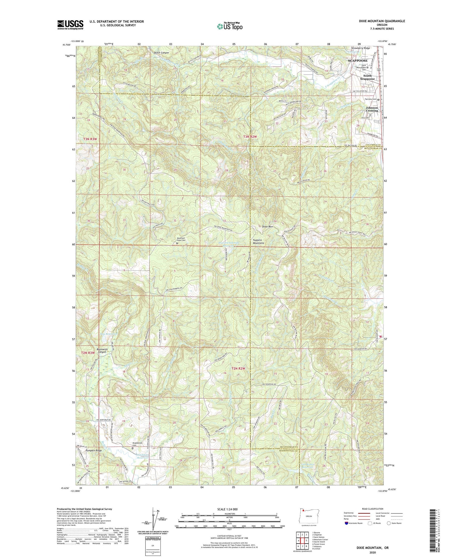 Dixie Mountain Oregon US Topo Map Image