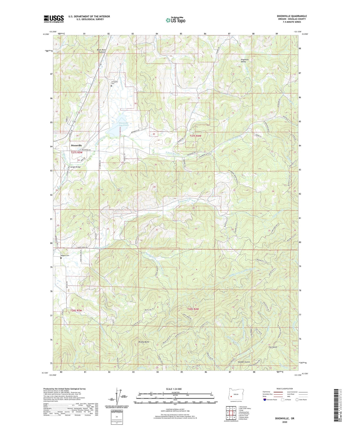 Dixonville Oregon US Topo Map Image