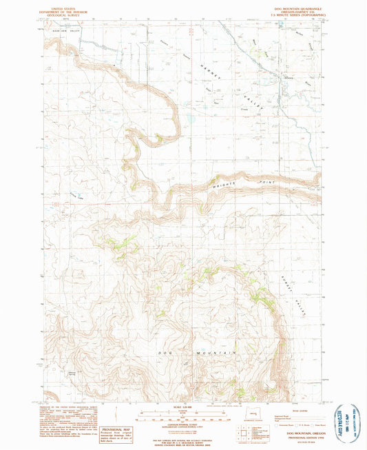 Classic USGS Dog Mountain Oregon 7.5'x7.5' Topo Map Image