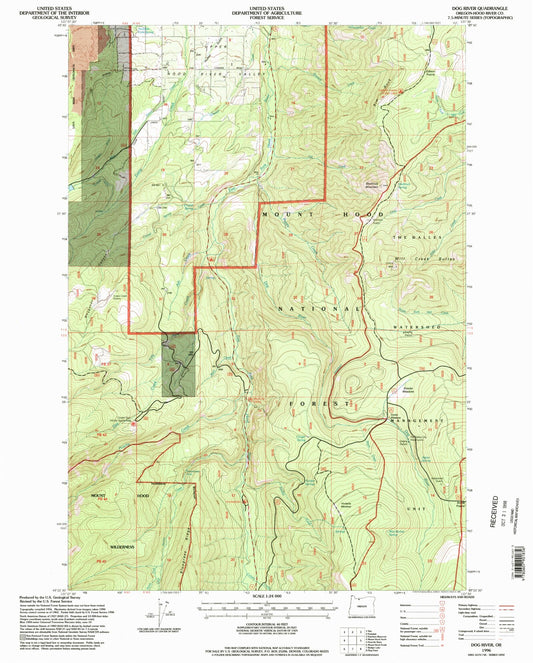 Classic USGS Dog River Oregon 7.5'x7.5' Topo Map Image