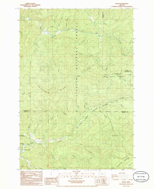 Classic USGS Dolph Oregon 7.5'x7.5' Topo Map Image