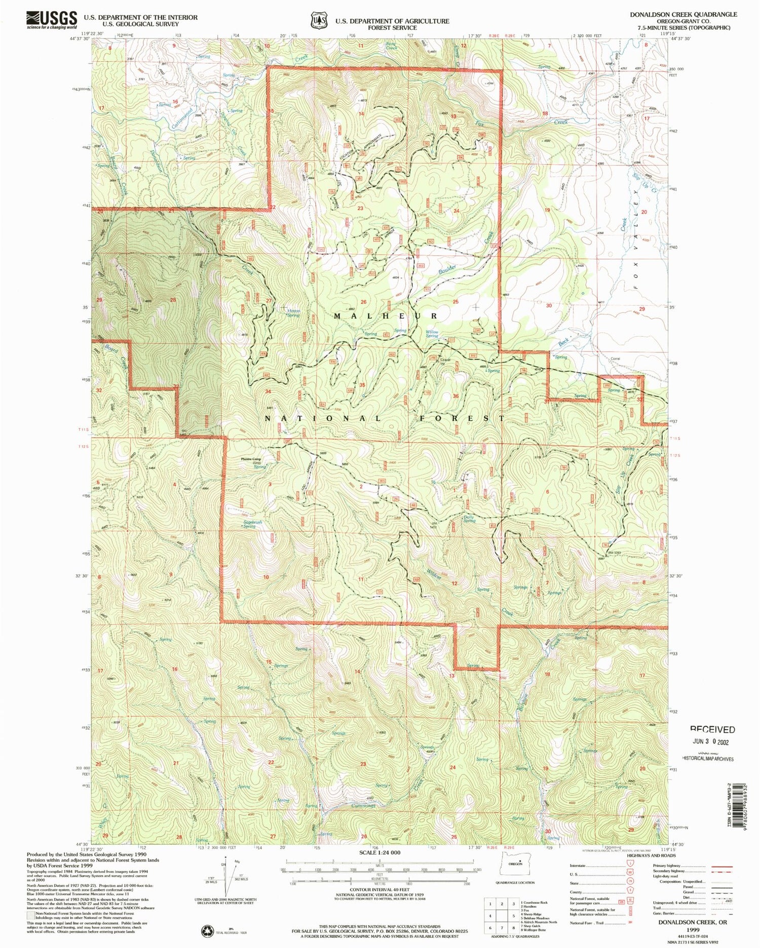 Classic USGS Donaldson Creek Oregon 7.5'x7.5' Topo Map Image