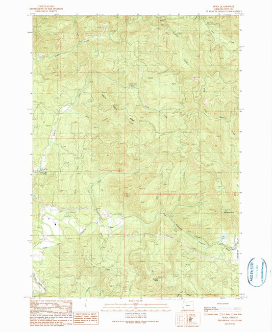 Classic USGS Dora Oregon 7.5'x7.5' Topo Map Image