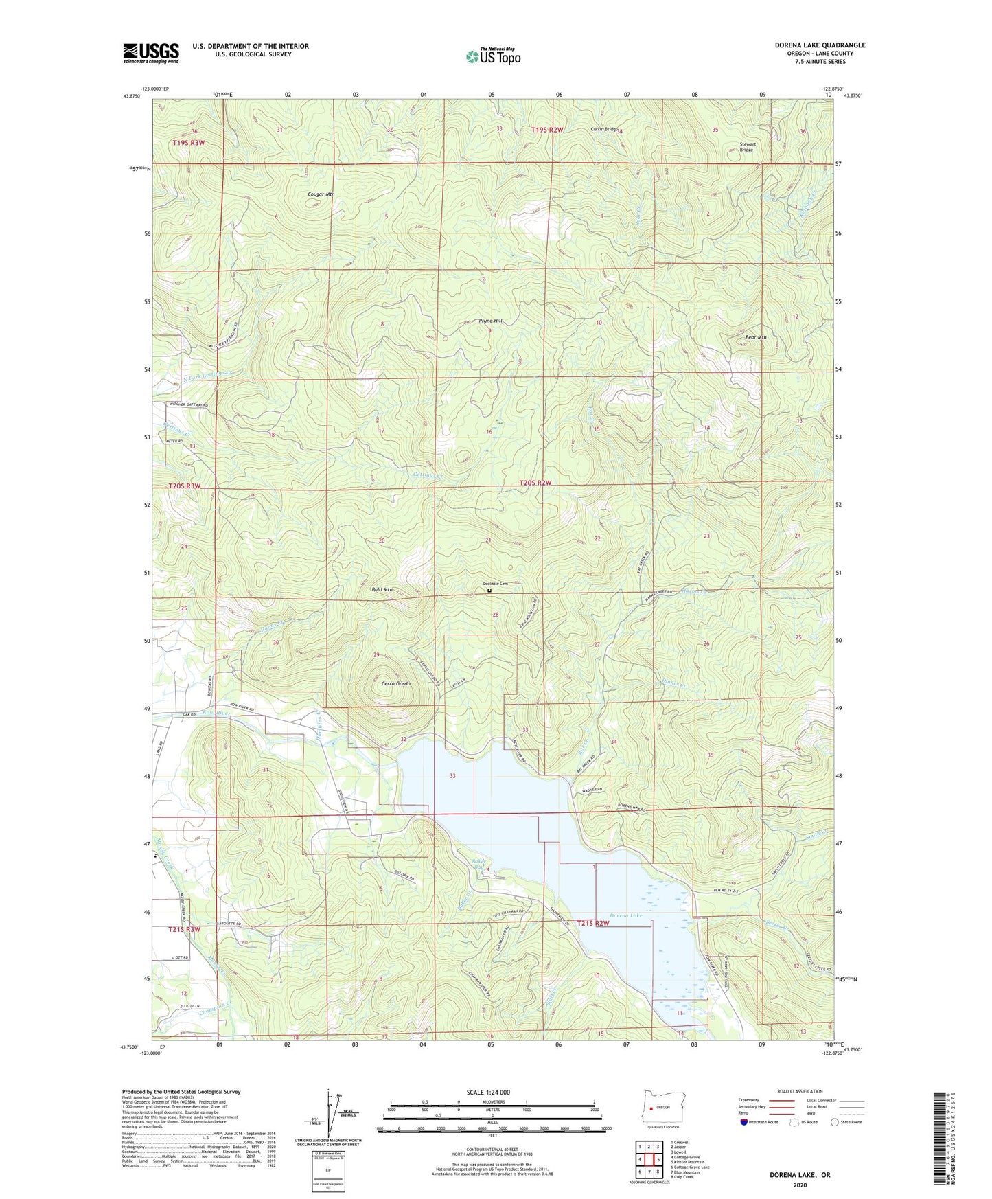 Dorena Lake Oregon US Topo Map Image