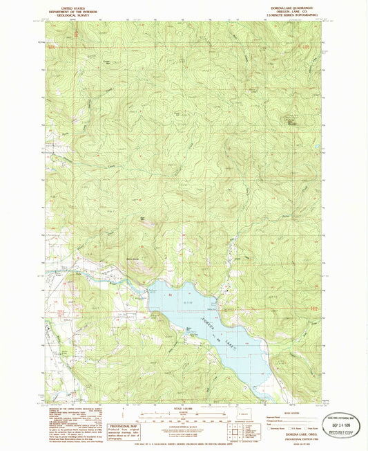 Classic USGS Dorena Lake Oregon 7.5'x7.5' Topo Map Image