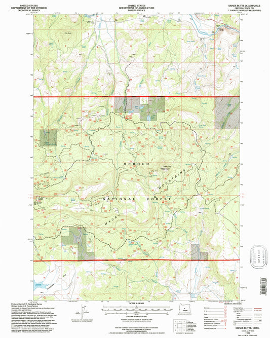 Classic USGS Drake Butte Oregon 7.5'x7.5' Topo Map Image