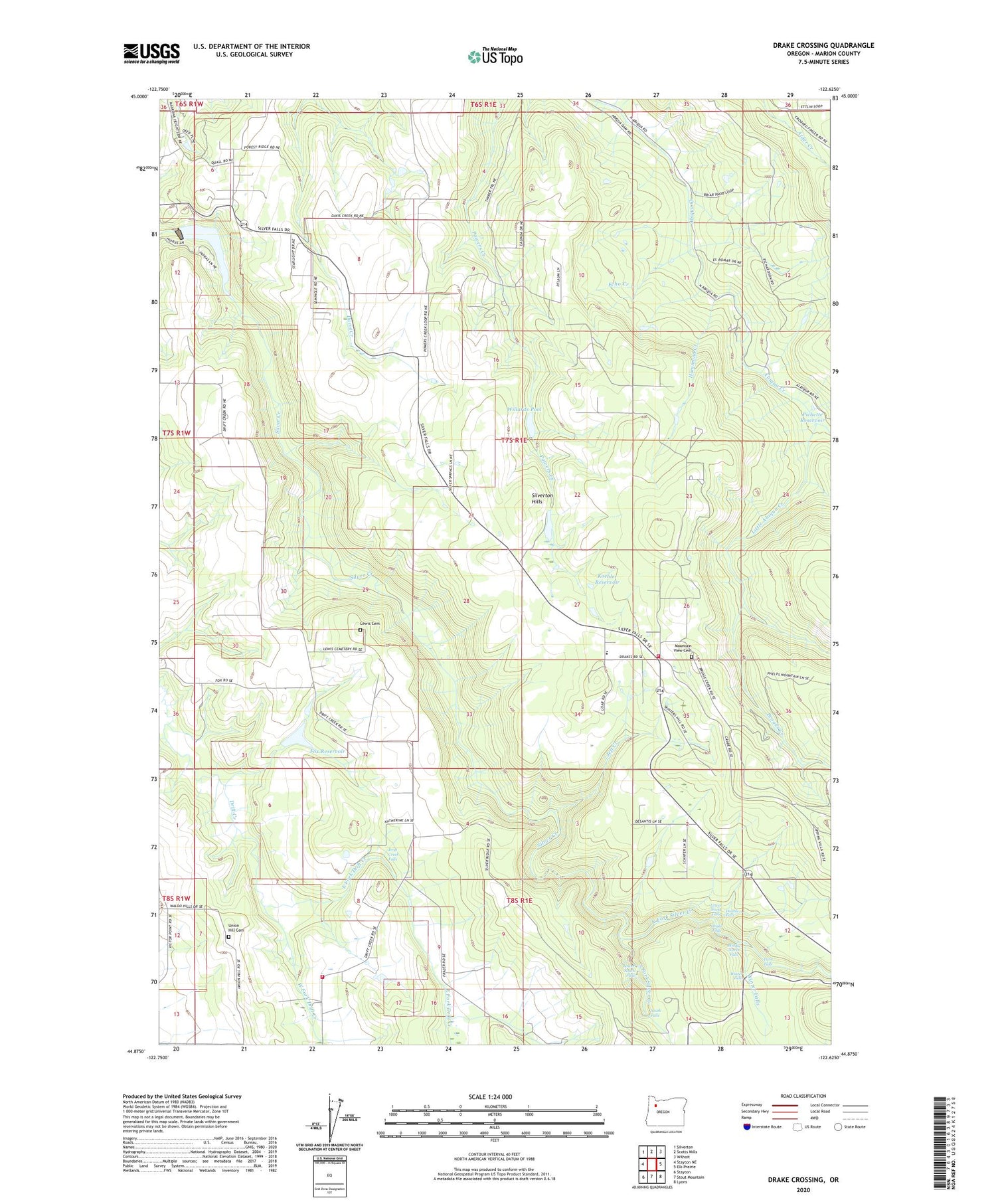 Drake Crossing Oregon US Topo Map Image