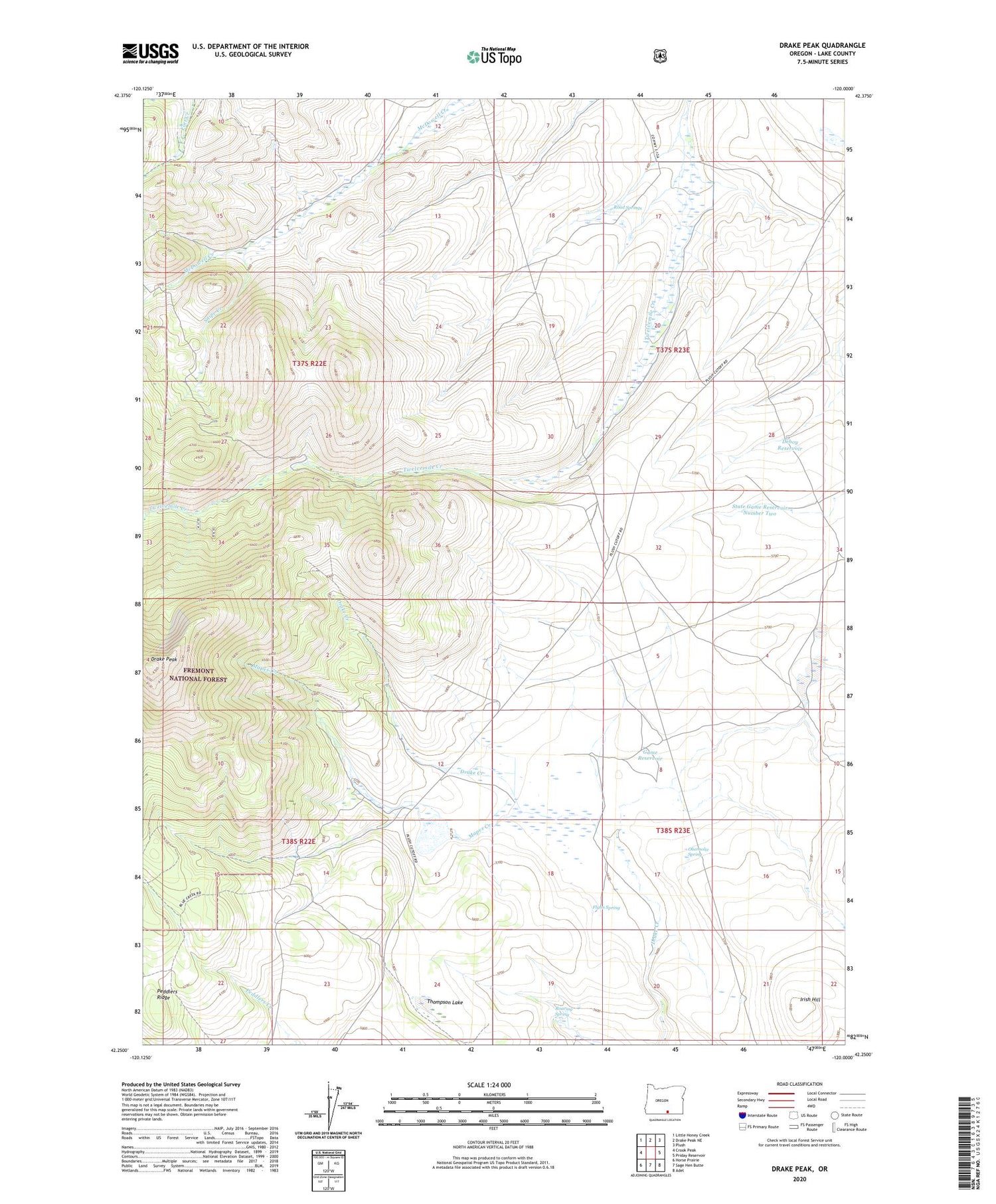 Drake Peak Oregon US Topo Map Image