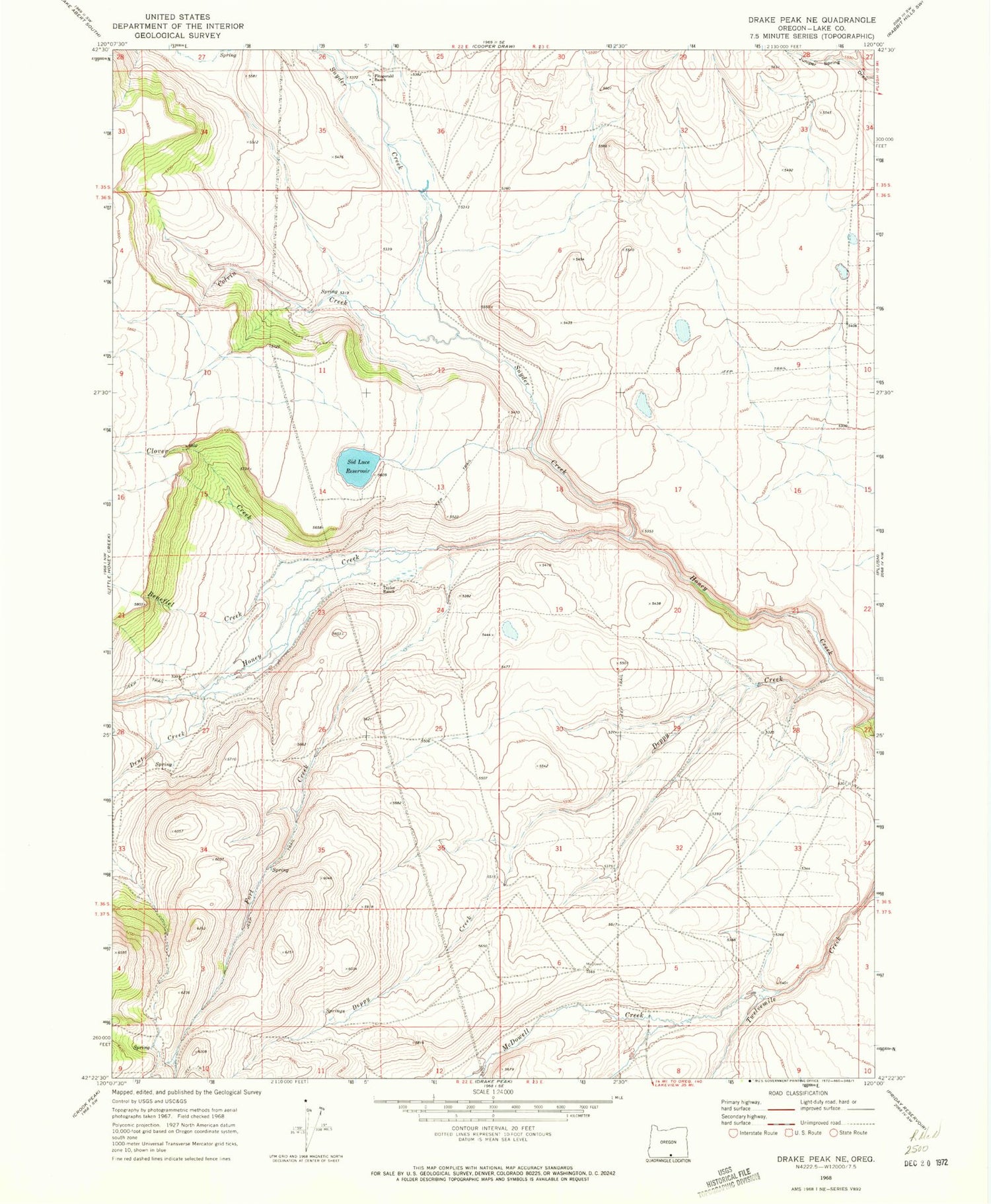 Classic USGS Drake Peak NE Oregon 7.5'x7.5' Topo Map Image