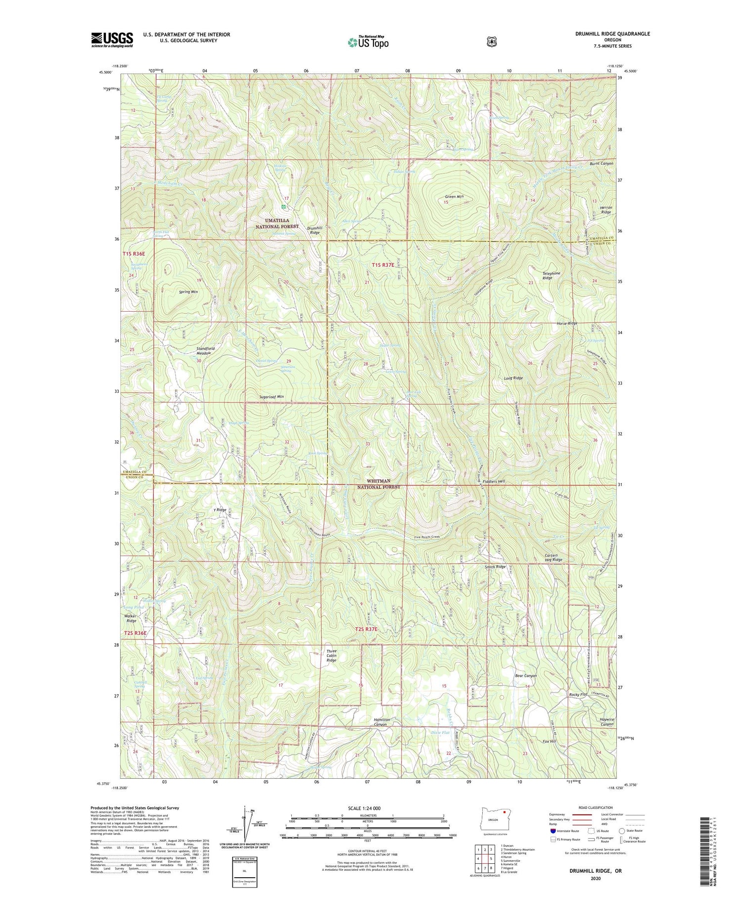 Drumhill Ridge Oregon US Topo Map Image