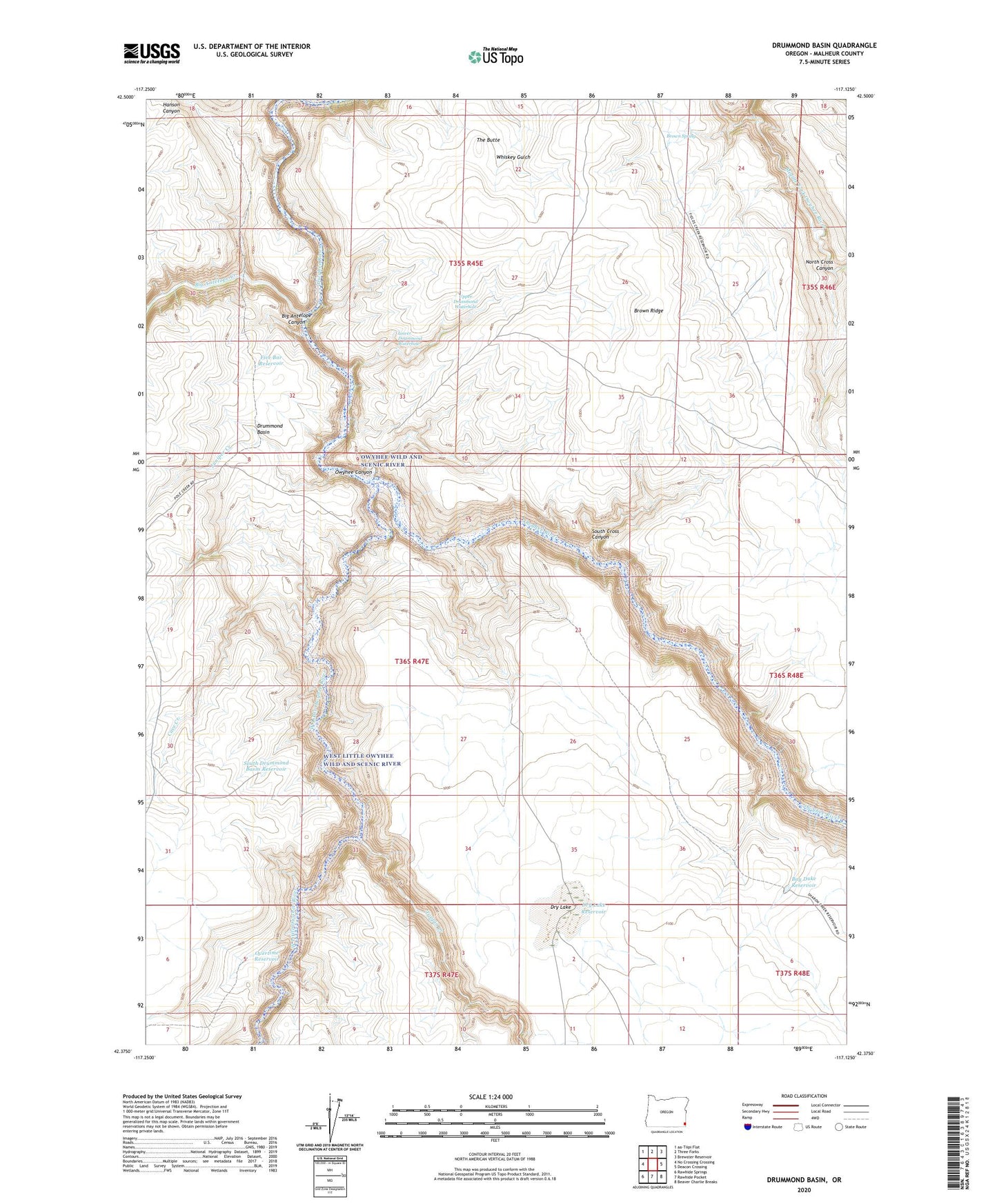 Drummond Basin Oregon US Topo Map Image
