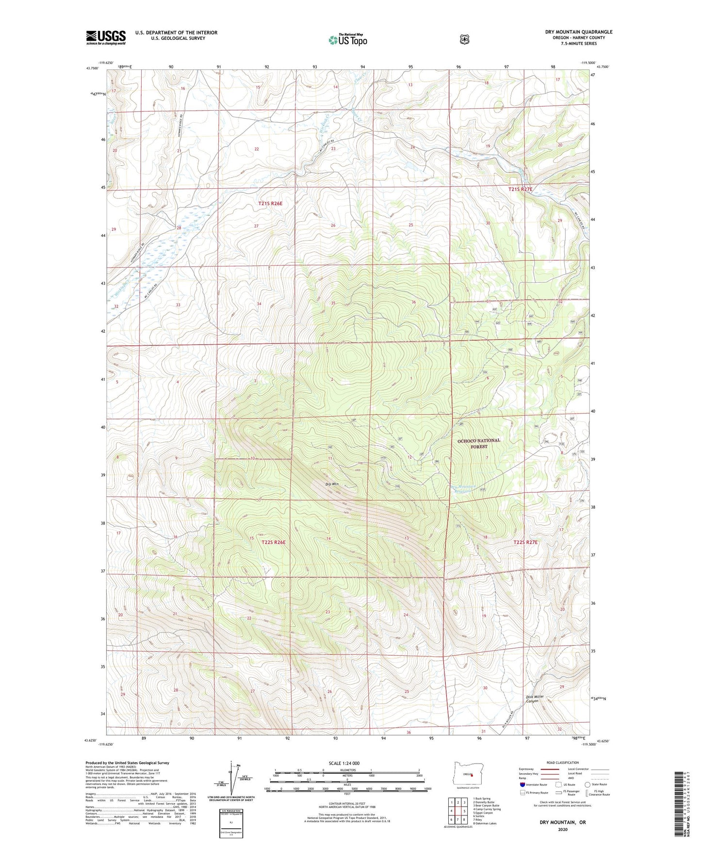 Dry Mountain Oregon US Topo Map Image