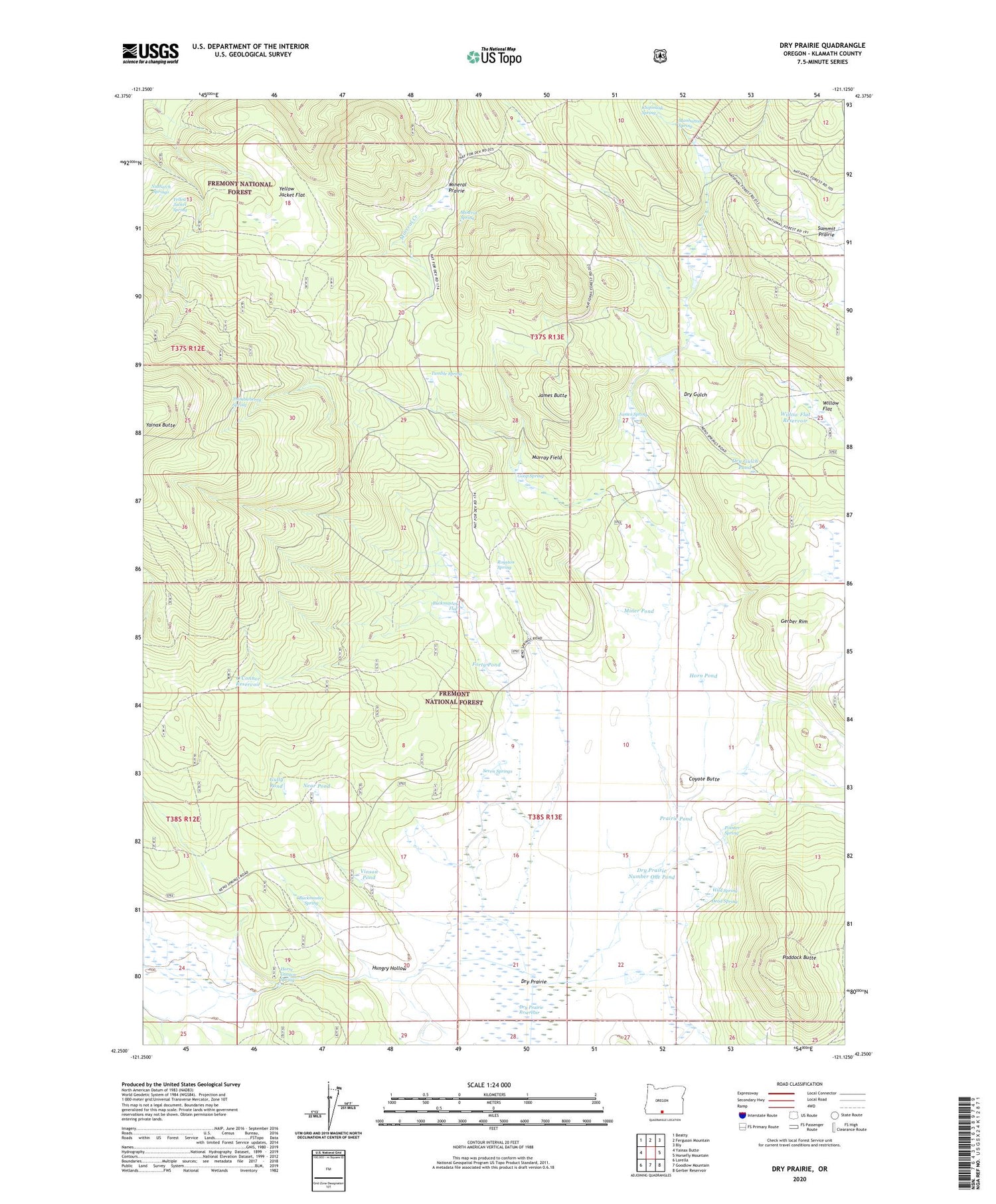 Dry Prairie Oregon US Topo Map Image