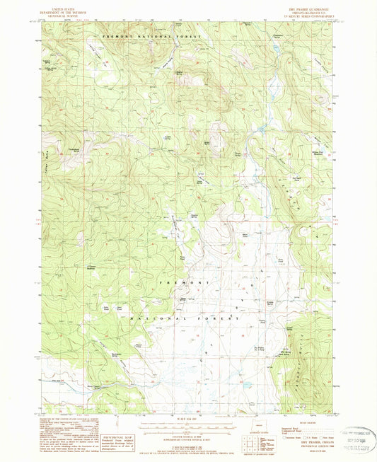 Classic USGS Dry Prairie Oregon 7.5'x7.5' Topo Map Image