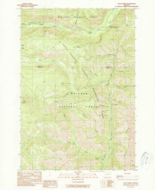 Classic USGS Duck Creek Oregon 7.5'x7.5' Topo Map Image