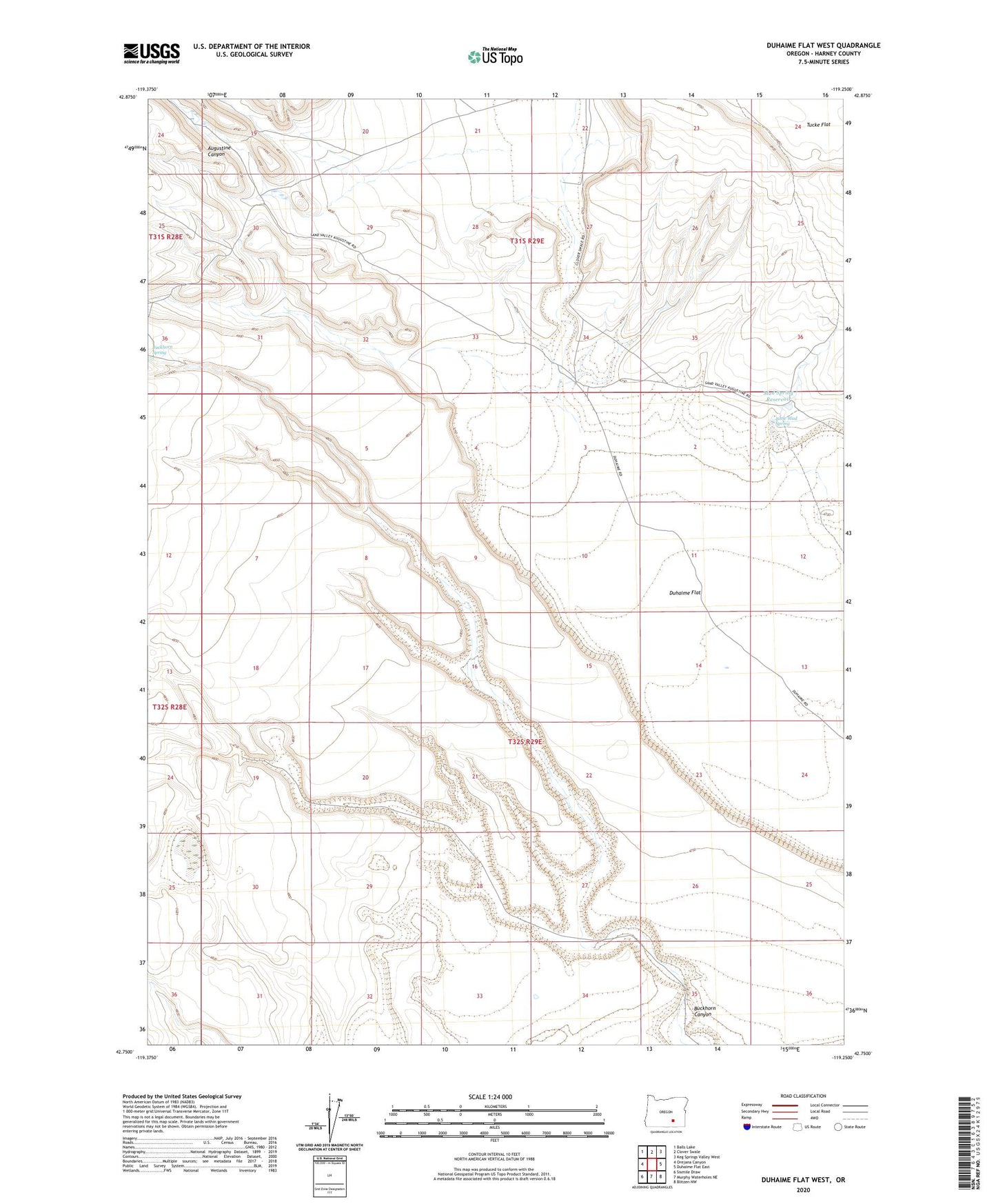 Duhaime Flat West Oregon US Topo Map Image