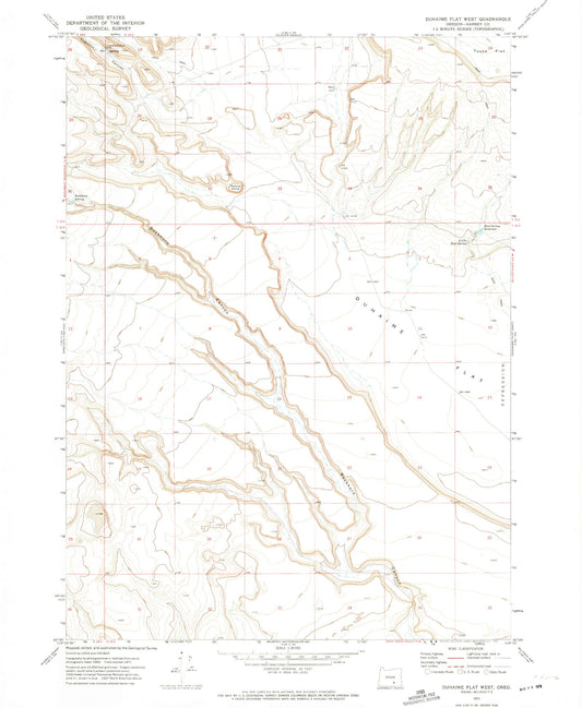 Classic USGS Duhaime Flat West Oregon 7.5'x7.5' Topo Map Image