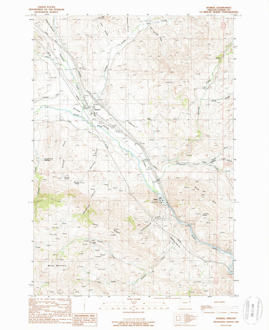 Classic USGS Durkee Oregon 7.5'x7.5' Topo Map Image