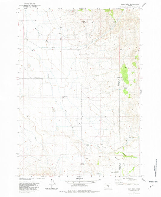 Classic USGS Dust Bowl Oregon 7.5'x7.5' Topo Map Image