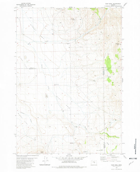 Classic USGS Dust Bowl Oregon 7.5'x7.5' Topo Map Image