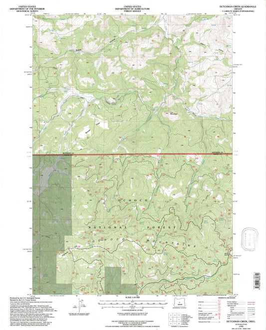 Classic USGS Dutchman Creek Oregon 7.5'x7.5' Topo Map Image