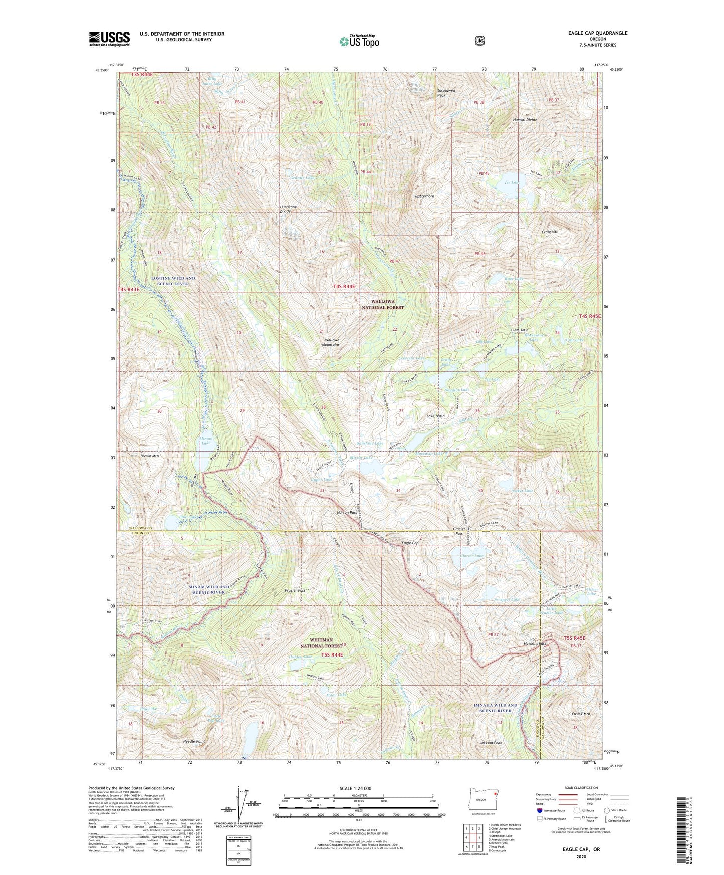 Eagle Cap Oregon US Topo Map Image