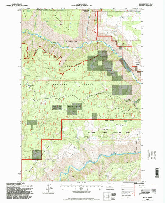 Classic USGS Eden Ridge Oregon 7.5'x7.5' Topo Map Image