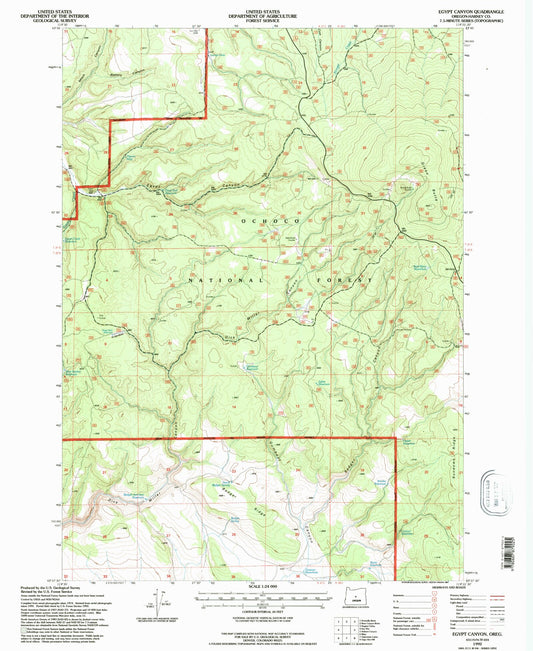 Classic USGS Egypt Canyon Oregon 7.5'x7.5' Topo Map Image