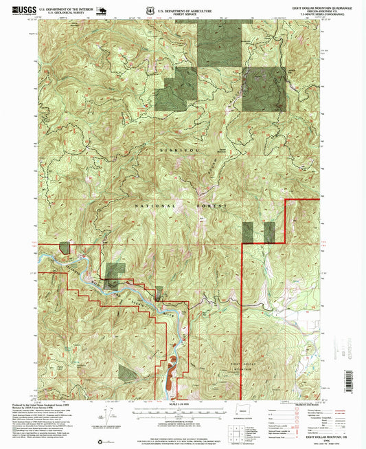 Classic USGS Eight Dollar Mountain Oregon 7.5'x7.5' Topo Map Image
