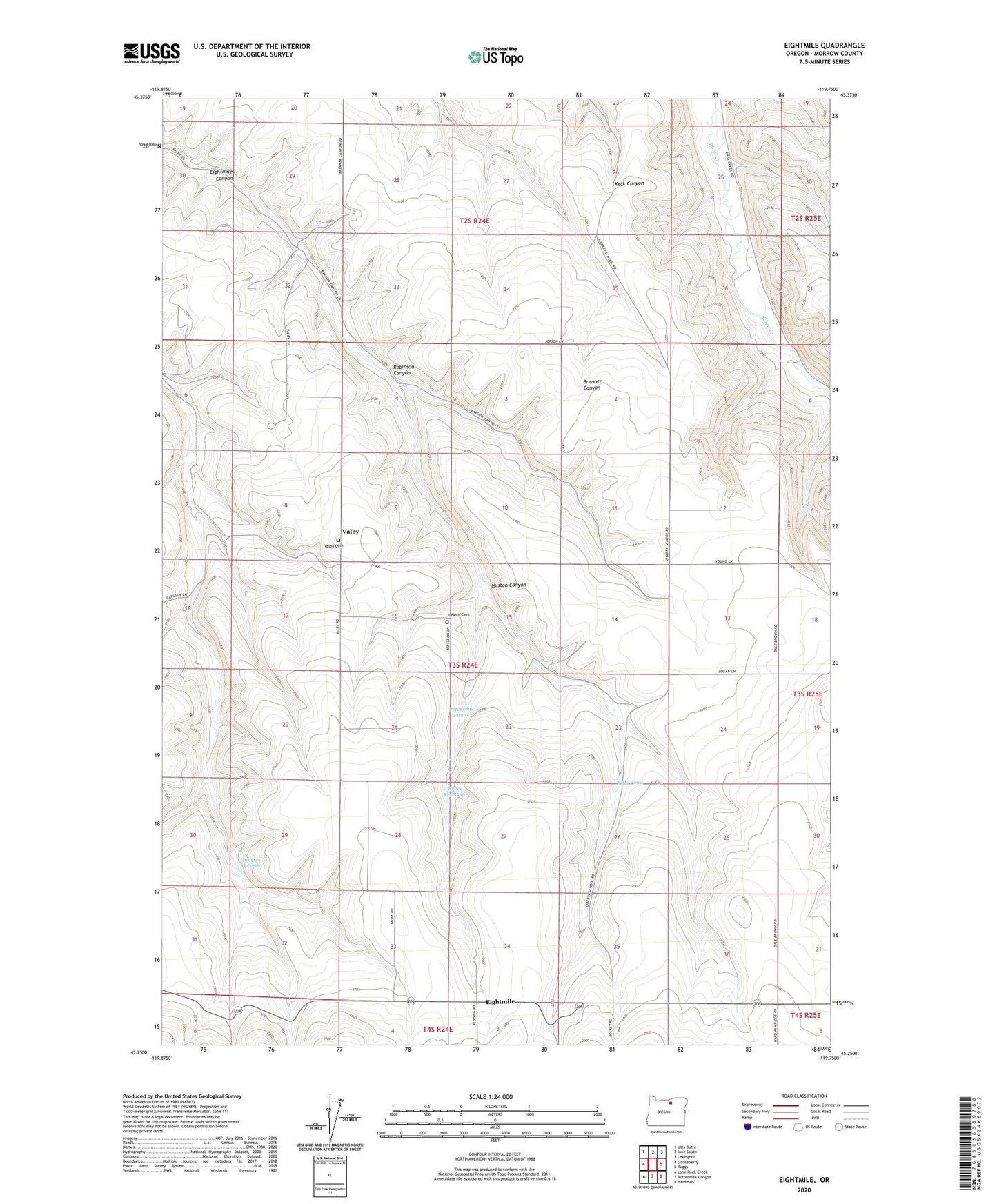 Eightmile Oregon US Topo Map Image