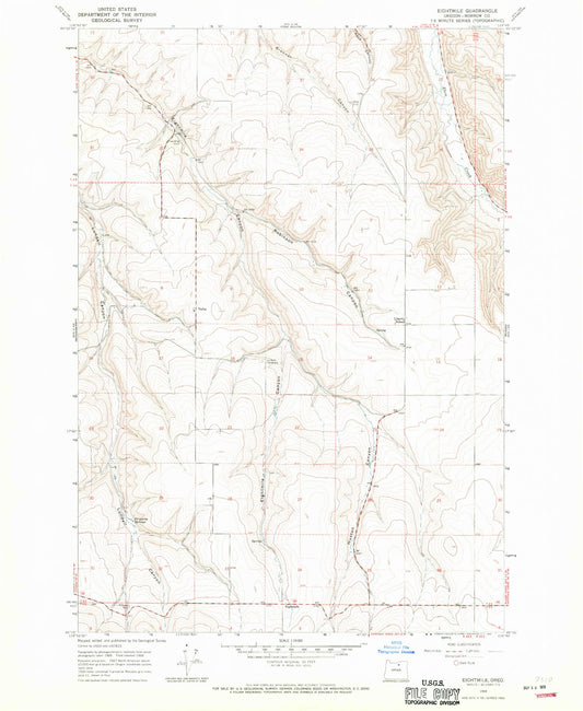 Classic USGS Eightmile Oregon 7.5'x7.5' Topo Map Image
