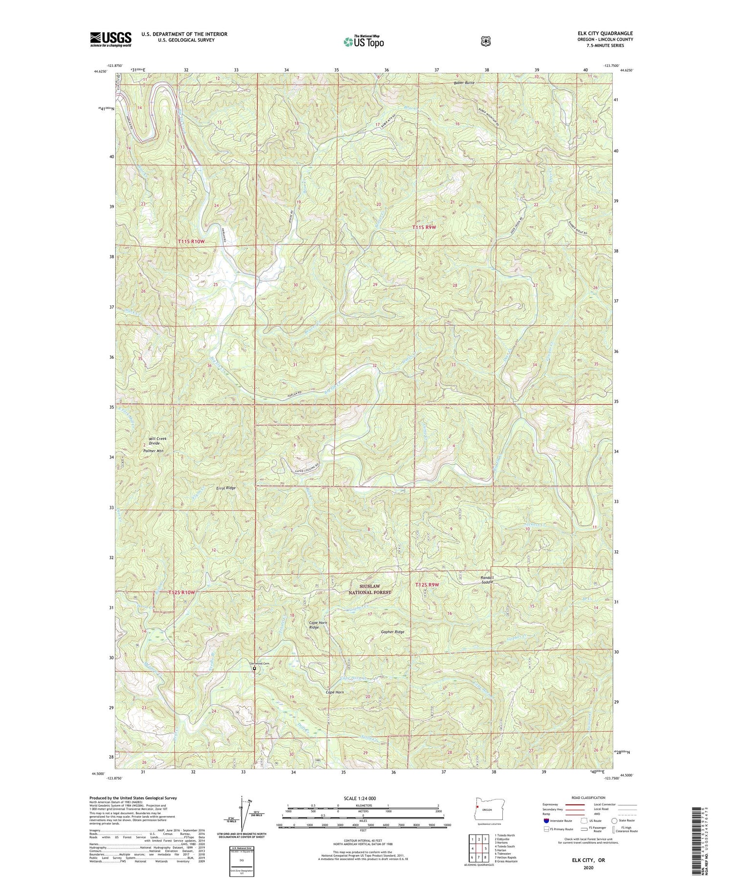Elk City Oregon US Topo Map Image