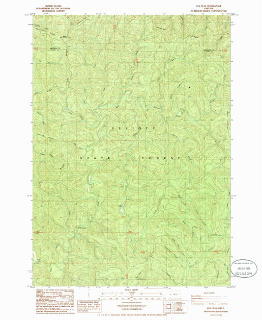 Classic USGS Elk Peak Oregon 7.5'x7.5' Topo Map Image