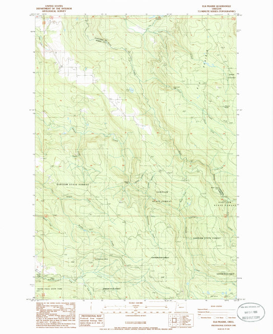 Classic USGS Elk Prairie Oregon 7.5'x7.5' Topo Map Image