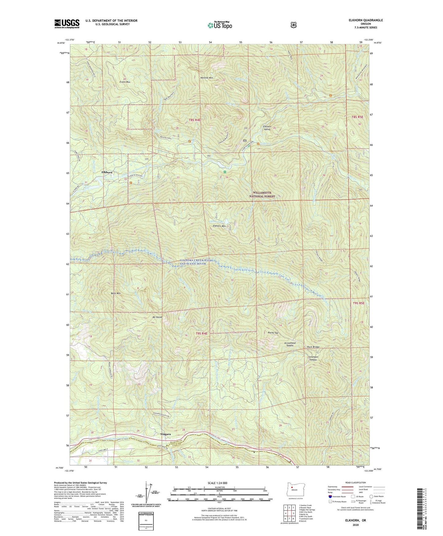 Elkhorn Oregon US Topo Map Image
