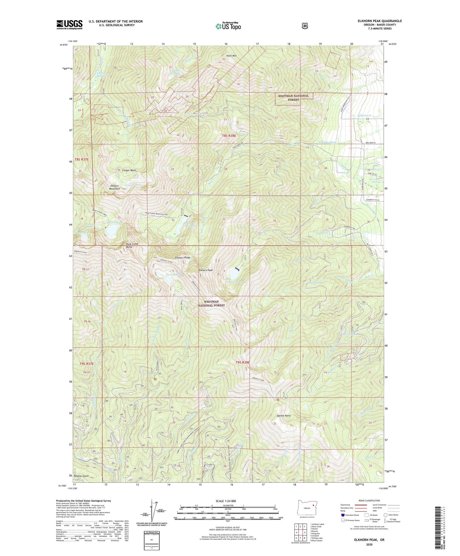 Elkhorn Peak Oregon US Topo Map Image