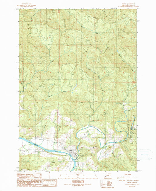 Classic USGS Elkton Oregon 7.5'x7.5' Topo Map Image