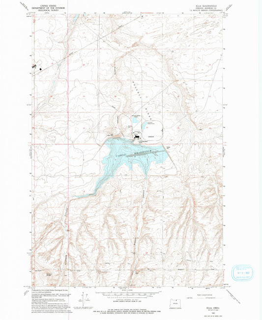Classic USGS Ella Oregon 7.5'x7.5' Topo Map Image
