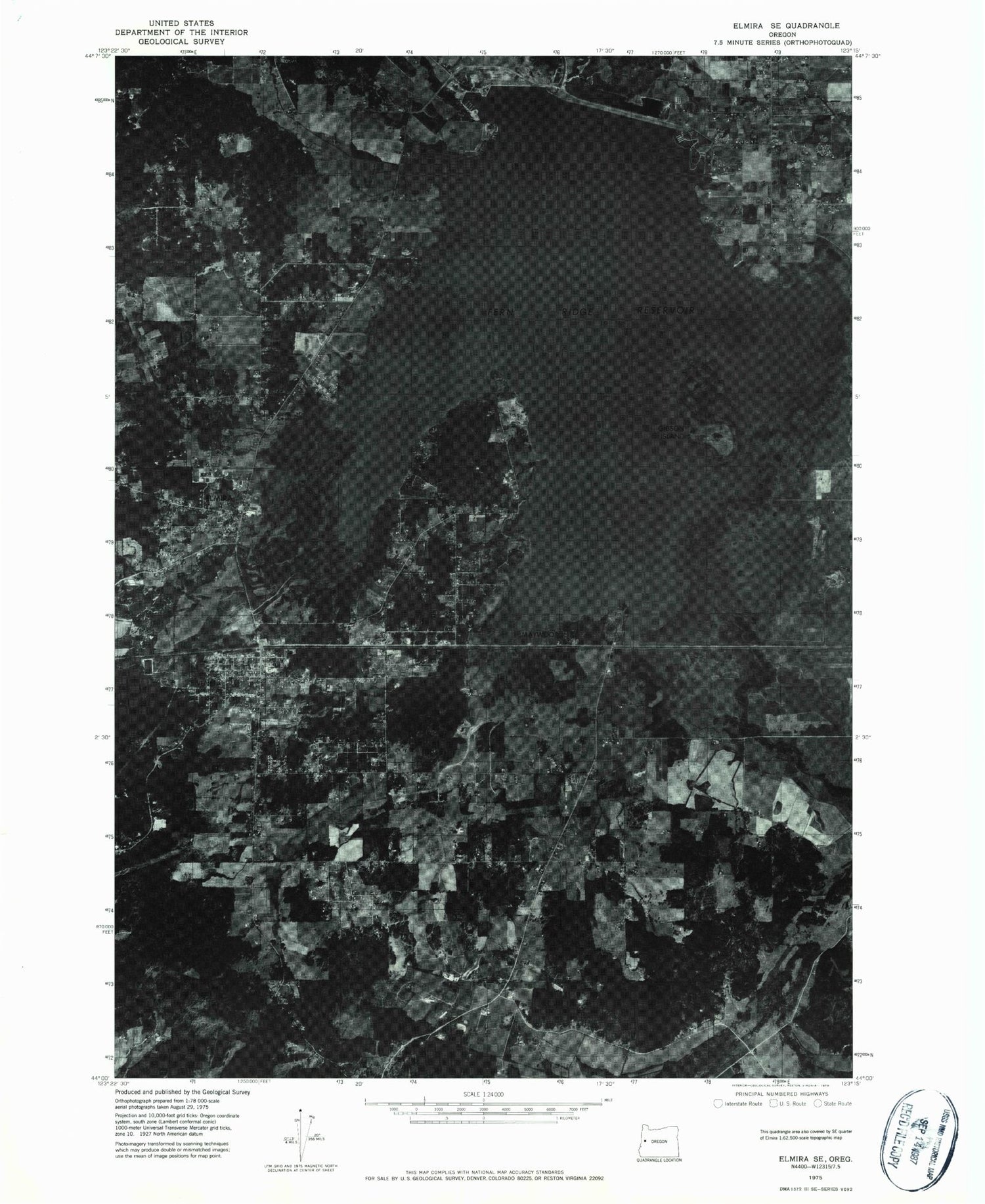 Classic USGS Veneta Oregon 7.5'x7.5' Topo Map Image