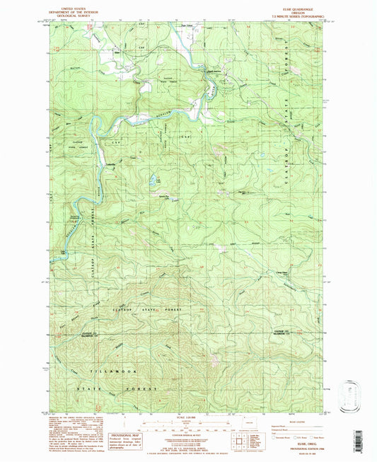 Classic USGS Elsie Oregon 7.5'x7.5' Topo Map Image