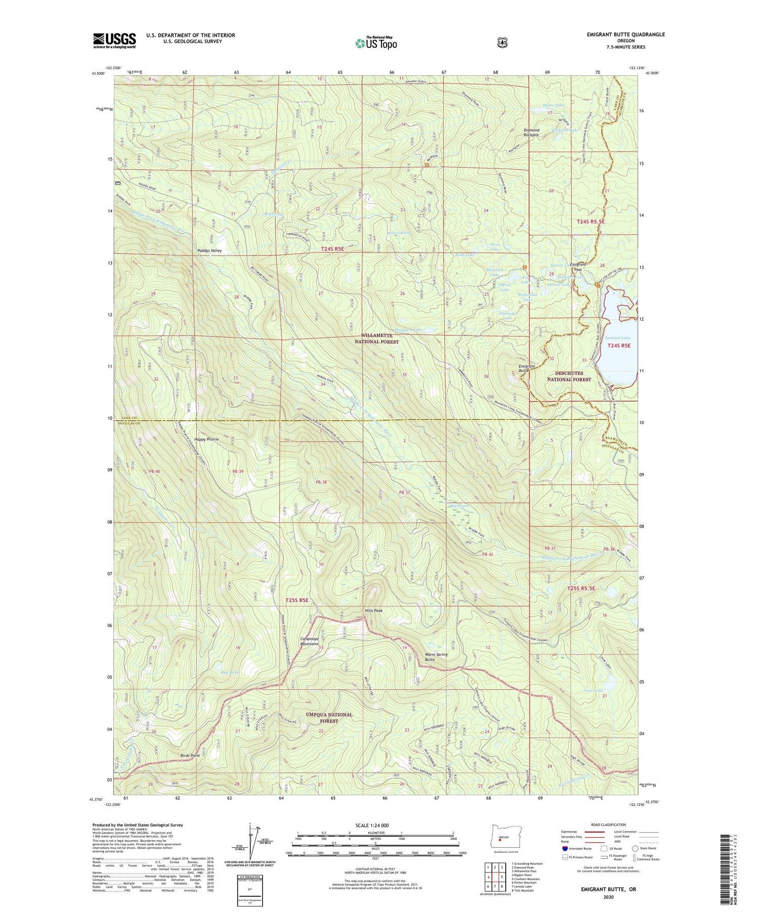 Emigrant Butte Oregon US Topo Map Image
