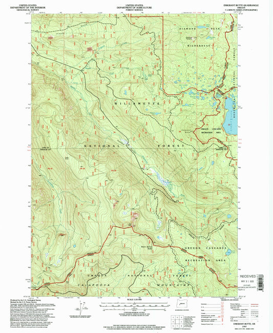 Classic USGS Emigrant Butte Oregon 7.5'x7.5' Topo Map Image