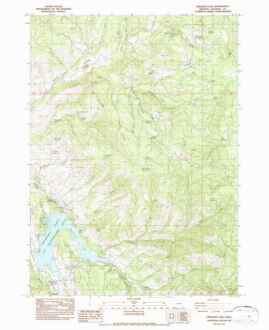 Classic USGS Emigrant Lake Oregon 7.5'x7.5' Topo Map Image
