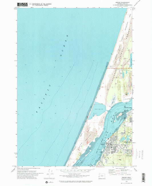 Classic USGS Empire Oregon 7.5'x7.5' Topo Map Image