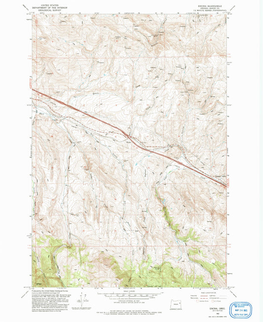 Classic USGS Encina Oregon 7.5'x7.5' Topo Map Image