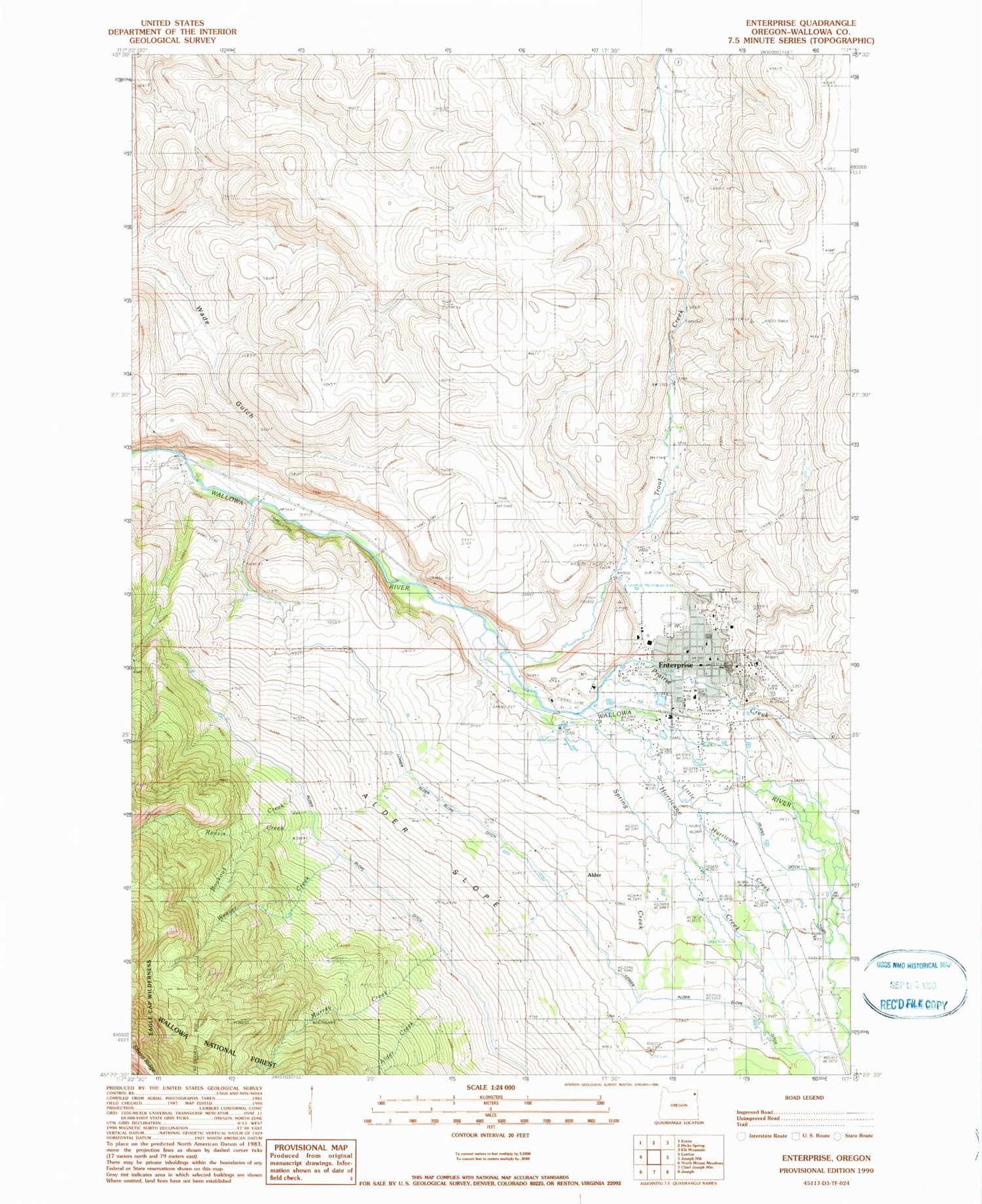 Classic USGS Enterprise Oregon 7.5'x7.5' Topo Map Image