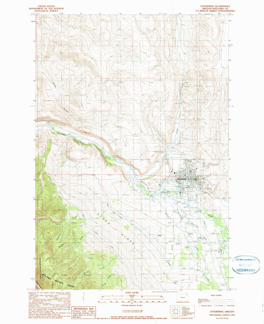 Classic USGS Enterprise Oregon 7.5'x7.5' Topo Map Image