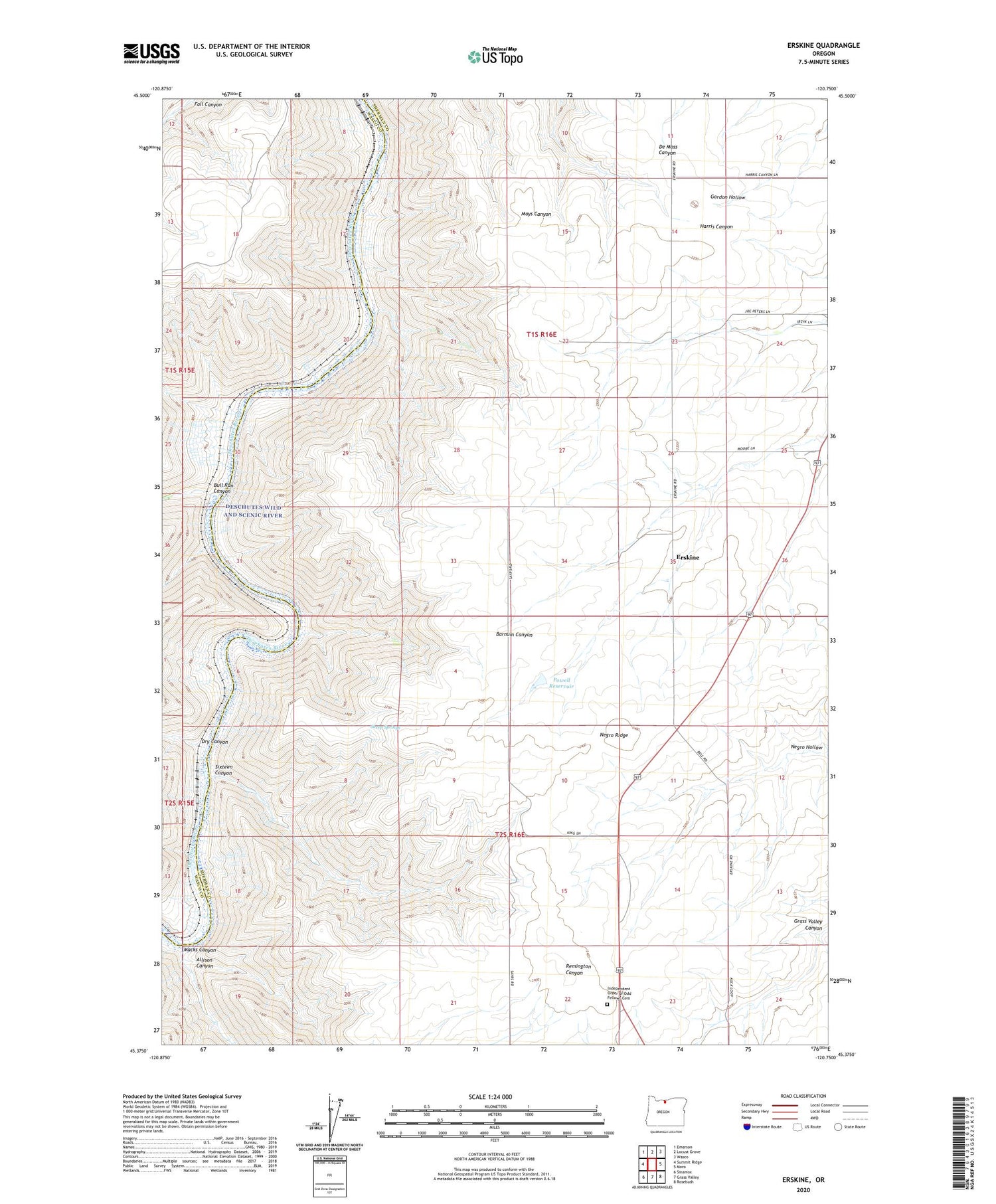 Erskine Oregon US Topo Map Image